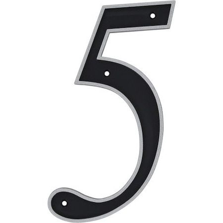 Hillman 6 in. Reflective Black Plastic Nail-On Number 5 1 pc, PK3 844815